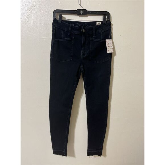We the Free People Ivy Denim Released Raw Hem Skinny Jean Waist Size 28 $98 NWT - Picture 3 of 15